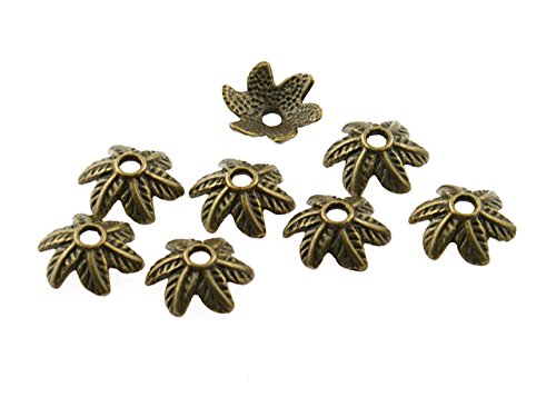 20 Perlkappen als Blätter in antik Bronze, 10 mm von Vintageparts, DIY-Schmuck von Vintageparts FACHHANDEL FÜR SCHMUCKZUBEHÖR
