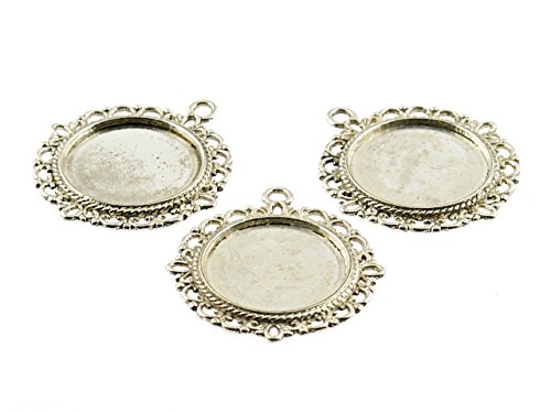 4 Rahmen in antik Silber für 20 mm Cabochon von Vintageparts, DIY-Schmuck von Vintageparts FACHHANDEL FÜR SCHMUCKZUBEHÖR