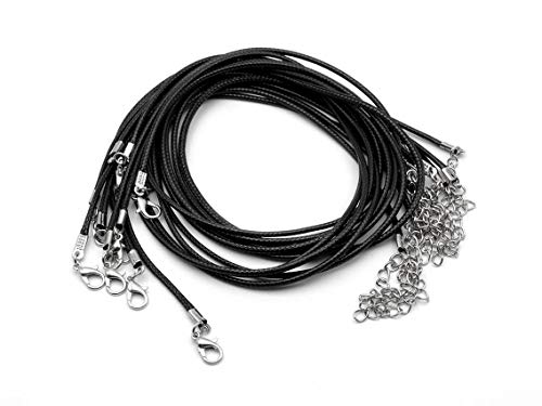 Vintageparts Halsketten aus gewachster Kordel in schwarz mit Messingverschluss 5 Stück zum Schmuck selber basteln von Vintageparts
