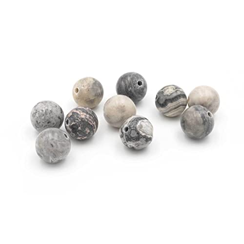 Vintageparts natürliche Perlen aus Jaspis in grau marmoriert 8mm 10 Stück Schmuck selbermachen für Erwachsene Damenschmuck DIY Geschenk Modeschmuck von Vintageparts FACHHANDEL FÜR SCHMUCKZUBEHÖR