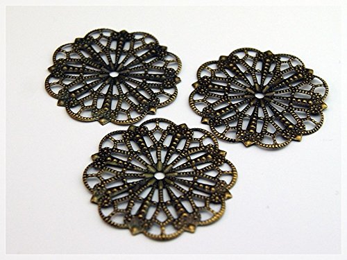 10 Filigrane Blumen in antik Bronze von Vintageparts, DIY-Schmuck von Vintageparts FACHHANDEL FÜR SCHMUCKZUBEHÖR