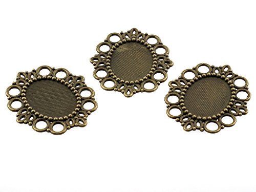 4 verzierte Fassungen in antik Bronze für 25 x 18 mm Cabochons von Vintageparts, DIY-Schmuck von Vintageparts