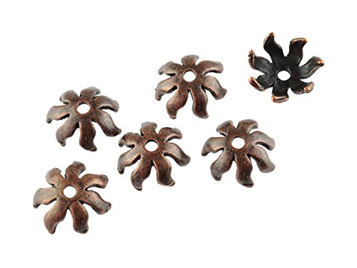 Perlkappen im floralen Design in antik kupferfarben 6 Stück von Vintageparts, DIY-Schmuck von Vintageparts