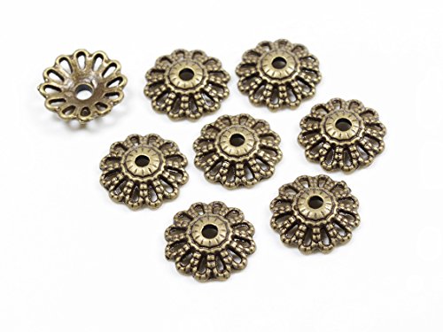 orientalische Perlkappen als Gänseblümchen in antik bronzefarben 12 mm 10 Stück von Vintageparts, DIY-Schmuck von Vintageparts FACHHANDEL FÜR SCHMUCKZUBEHÖR