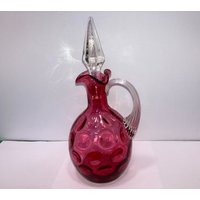 Fenton Cranberry Menage, Vintage Coin Dot Menage Flasche Mit Stopfen, 8 "Menge Flasche, Applizierter Griff, Gut von VintagevaluablDesign