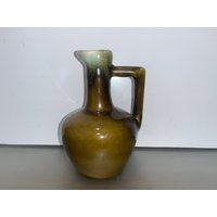 Keramik Tropfbrauner Krug, Krug Aus Keramik, 6 1/2 "Großer Tropfbraun Usa Keramikvase, Vintage Tropfbraune Signiert 15 von VintagevaluablDesign