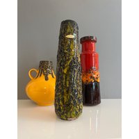 Einzigartige Fat Lava Vase Von Kreutz Keramik Nr. 406 West Germany Wgp Mid Century Modern Ceramic Pottery von Vintagewondershop
