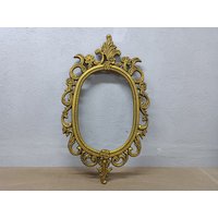 Antiker Fotorahmen Oval Blumen Rahmen Spiegel Viktorianisch Verschnörkelt Guss Metallrahmen Vintage Bilderrahmen Bronze Ständer Art Deco 50Er Jahre von VintagioUA