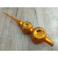 Goldene Baumspitze Elegante Weihnachtsspitze Brillant Dekoration Glasfinial Retro Baum Topper Glas Modern Miniatur Weihnachtsgeschenk von VintagioUA