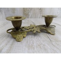 Kerzenständer Doppelleuchter Vintage Bronze Kerzenhalter Geschmiedeter Eisenständer Blume Messing Mittelalter Kerzenleuchter Kupfer Antikes von VintagioUA