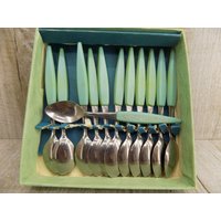 Vintage Blech Silber Besteck 12 Stück Im Karton von VintagioUA