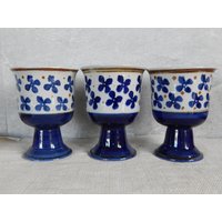 3Er Set Weinbecher Keramikbecher Handbedruckte Keramikweingläser von Vintegelane