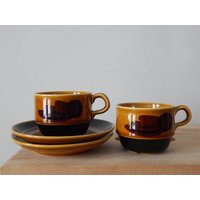 Set Von 2 Rörstrand Tuna Kaffeetassen Harry Stalhane Vintage Steinzeug Küche Dekor Sammelgeschirr Geschirr 1970 S von Vintegelane