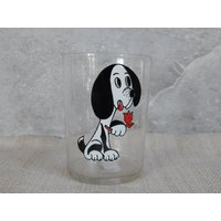 Tarbeklaas Trinkglas Mit Hund Bild in Vintage Glassware Glass Tumbler Cartoon Style von Vintegelane