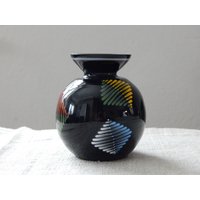 Vintage 1950Er Jahre Emaillierte Glas Vase in Schwarz von Vintegelane