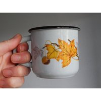 Vintage Cup Dekoriert Emaille Becher/Tasse Rustikal Wohnkultur Geschirr Army Camping von Vintegelane