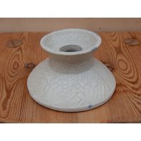 Vintage Keramik Vase Grau Beige Oder Kerzenhalter von Vintegelane