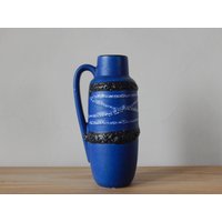 Vintage Mid-Century Modernist Keramik Vase Blau 275-20 Fat Lava von Vintegelane