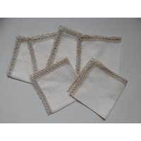 Vintage Naturweiß Servietten 6Er Set Retro Home Decor 1970Er Jahre Selbstgemacht von Vintegelane