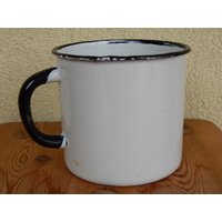xl Größe Vintage Cup Weißer Emaille Becher/Tasse Rustikal Wohnkultur Geschirr Army Camping von Vintegelane