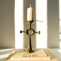 Vintage Brutalist Kerzenhalter Messing Poliert Pap Zoltan 1960Er Jahre Kerzenleuchter Brutalismus Ära von Vinteology
