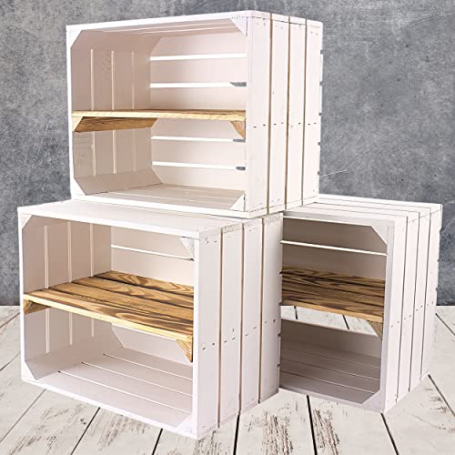 Vinterior 3er Set - Geflammte Obstkiste Weinkiste Küche Holzkiste Regal für Schuhe 50x40x30cm (LxBxH) von Vinterior