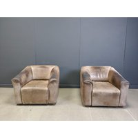 De Sede Ds47 Sessel 2Er Set, 1960Er Jahre - Mid Century Modern Ledersofa Vintage Graues Ausziehbares Sofa von Vintiquesmidcentury