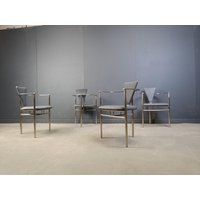 Post Moderne Esszimmerstühle Von Belgo Chrom - 4Er Set 1980Er Jahre Design Vintage Sessel Mid Century von Vintiquesmidcentury