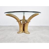 Vintage Faux Tusk Mitteltisch Oder Beistelltisch, 1970Er Jahre - Elefant Stoßzähne Esstisch Hollywood Regency von Vintiquesmidcentury