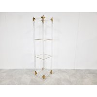 Vintage Lucite Und Messing Etagere, 1970Er Jahre - Charles Hollis Jones Etagere Bücherregal von Vintiquesmidcentury