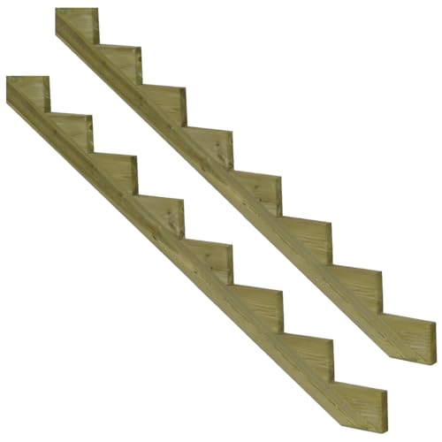 2er Set Treppenwange 8 Stufen aus KDI Holz für Gartentreppen-Höhe 136cm von Vinuovo