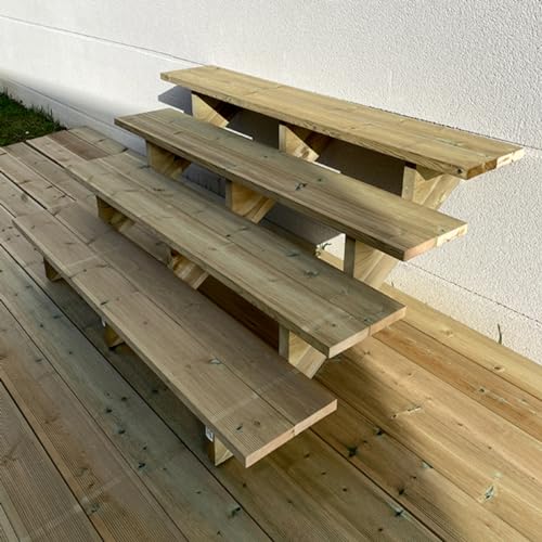 Außentreppe Holz, 2 bis 7 Stufen, fertiges Set, Gartentreppe aus Holz, für Garten, Balkon und Terrasse (4 Stufen ohne Setzstufen,160cm) von Vinuovo