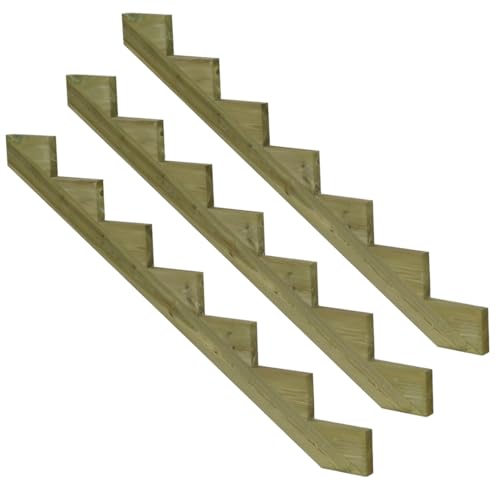 Vinuovo - 3er Set Treppenwange 7 Stufen aus KDI Holz für Gartentreppen-Höhe 119cm - Tiefe 175cm von Vinuovo