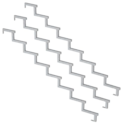 3er Set Stahl Treppenwange 8 Stufen - Option für Setzstufen-Höhe 136cm von Vinuovo