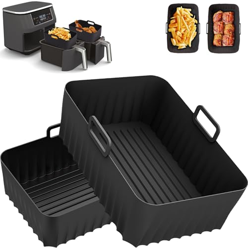 2Pcs Airfryer Silikonform Zubehör für Ninja COSORI Philips Dual Heißluftfritteuse 7.6-9.5L, Silikoneinsatz Air Fryer Accessories für AF400EU von Vinuwu