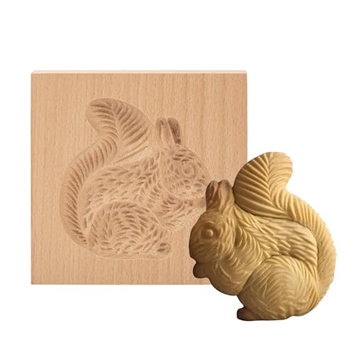 3D Holz Keksformen Plätzchenformen für Halloween Thanksgiving Weihnachten Ostern,Keksausstecher Ausstechformen Plätzchen Ausstecher Cookie Cutter, DIY Backformen Keksstempel (Eichhörnchen) von Vinuwu
