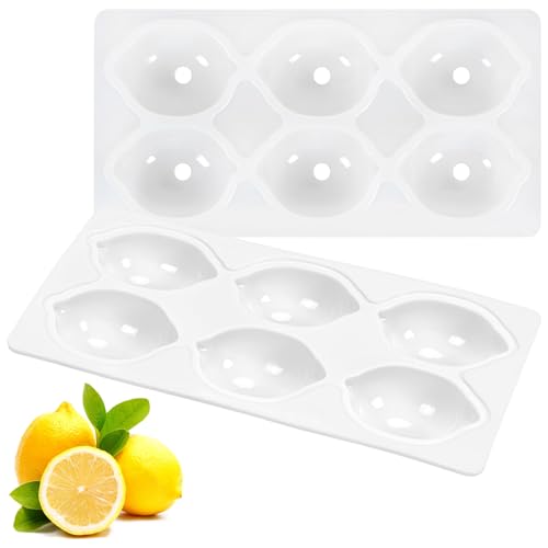 Vinuwu 6 Gitter Silikonform Zitrone, 3D Zitronen Silikonform Früchte für Brownies, Mousse-Kuchen, Gebackene Desserts, Kuchendekoration (Weiß) von Vinuwu