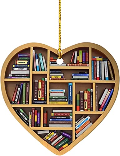 Book Lovers Heart-Shaped Bookshelf Pendant Ornament Christmas Tree Decor Gifts, Librarian Book Ornament,Books Library Bookworm Reading Xmas Ornaments for Bookworm Book Lovers Librarian (1 Pcs) von Vinxan