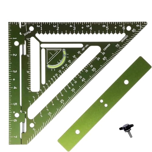 Innovative Rafter Square Tool,7 Inch Sherwap Rafter Square Tool,Triangle Ruler Rafter Square Protractor,Multi-purpose Rafter Square Measuring Tools,Layout Measuring Tool (Green, Aluminum) von Vinxan