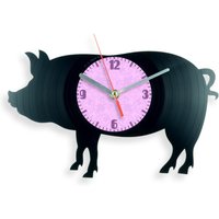 Schwein Schweinchen Tier Handgemachte Wanduhr Aus Schallplatte Unikat Geschenk von VinyLovers