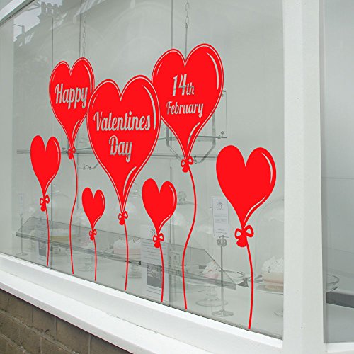 Wand- und Fenster-Aufkleber, Valentinstags-Herzen, für Schaufenster, Schaufenster, Schaufenster, Dekoration, Wanddekoration, Wandaufkleber, Wandaufkleber, Abziehbilder, Wanddekoration, DIY, entfernbar, bunte Aufkleber von Vinyl Concept