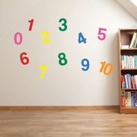 1 Bis 10 Zahlen Wand Aufkleber Kinder Kindergarten Spielen Zimmer Home Art Deko Abnehmbare Handgemachte Schule Schlafzimmer Hell Vc-A08 von VinylConceptCompany