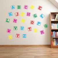 Block Alphabet 2 Wand Aufkleber Kinder Kindergarten Spielen Zimmer Home Art Deko Abnehmbare Handgemachte Schule Schlafzimmer Hell Vc-A131 von VinylConceptCompany