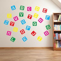 Block Alphabet Wand Aufkleber Kinder Kindergarten Spiel Zimmer Home Kunst Dekoration Decals Abnehmbare Handgemachte Schule Schlafzimmer Hell Vc-A130 von VinylConceptCompany