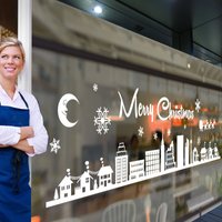 Frohe Weihnachten Xmas Display Shop Fenster Neue Stadt Szene Aufkleber Wand A295 von VinylConceptCompany