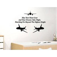 Flugzeug Wall Decals Zitat Kann Ihr Herz Soar Aufkleber Vinyl Kinderzimmer Home Dekor Kunst Wandbild Junge Zimmer Schlafzimmer Ms11 von VinylDecals2U