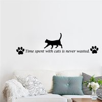 Katze Wall Decals Zeit Mit Katzen Zitat Aufkleber Vinyl Kinderzimmer Pet-Shop Home Decor Art Wandbild Ms73 von VinylDecals2U