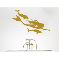Meerjungfrau Wall Decals Meer Ozean Delphin Aufkleber Vinyl Bad Kinderzimmer Ferienhaus Dekor Kunst Wandbild Ms696 von VinylDecals2U