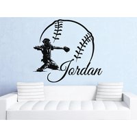 Wand Aufkleber Personifizierte Namen Baseball Bat Spieler Ball Vinyl Kinderzimmer Home Decor Ms669 von VinylDecals2U
