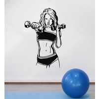 Wand Aufkleber Zitat Mädchen Fitness Frau Hanteln Sport Vinyl Kunst Home Dekor Wandbild Schlafzimmer Decor Gymnasium Ms373 von VinylDecals2U
